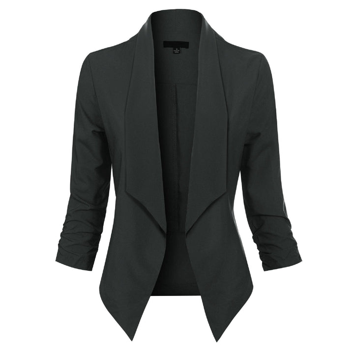 Women's Open-Front Draped Blazer - Lightweight Layer