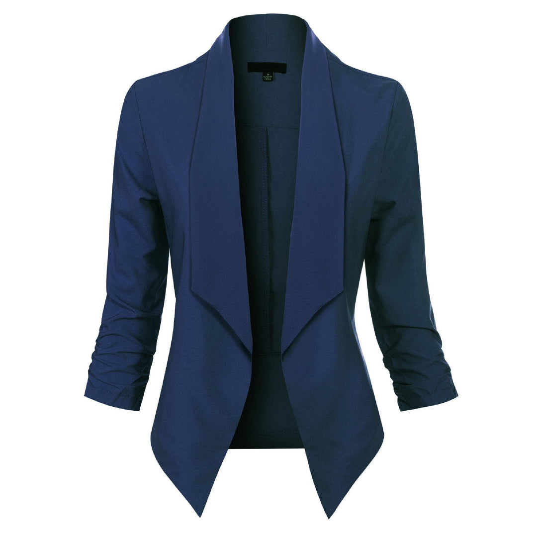 Women's Open-Front Draped Blazer - Lightweight Layer