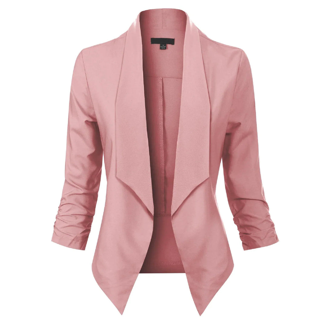 Women's Open-Front Draped Blazer - Lightweight Layer