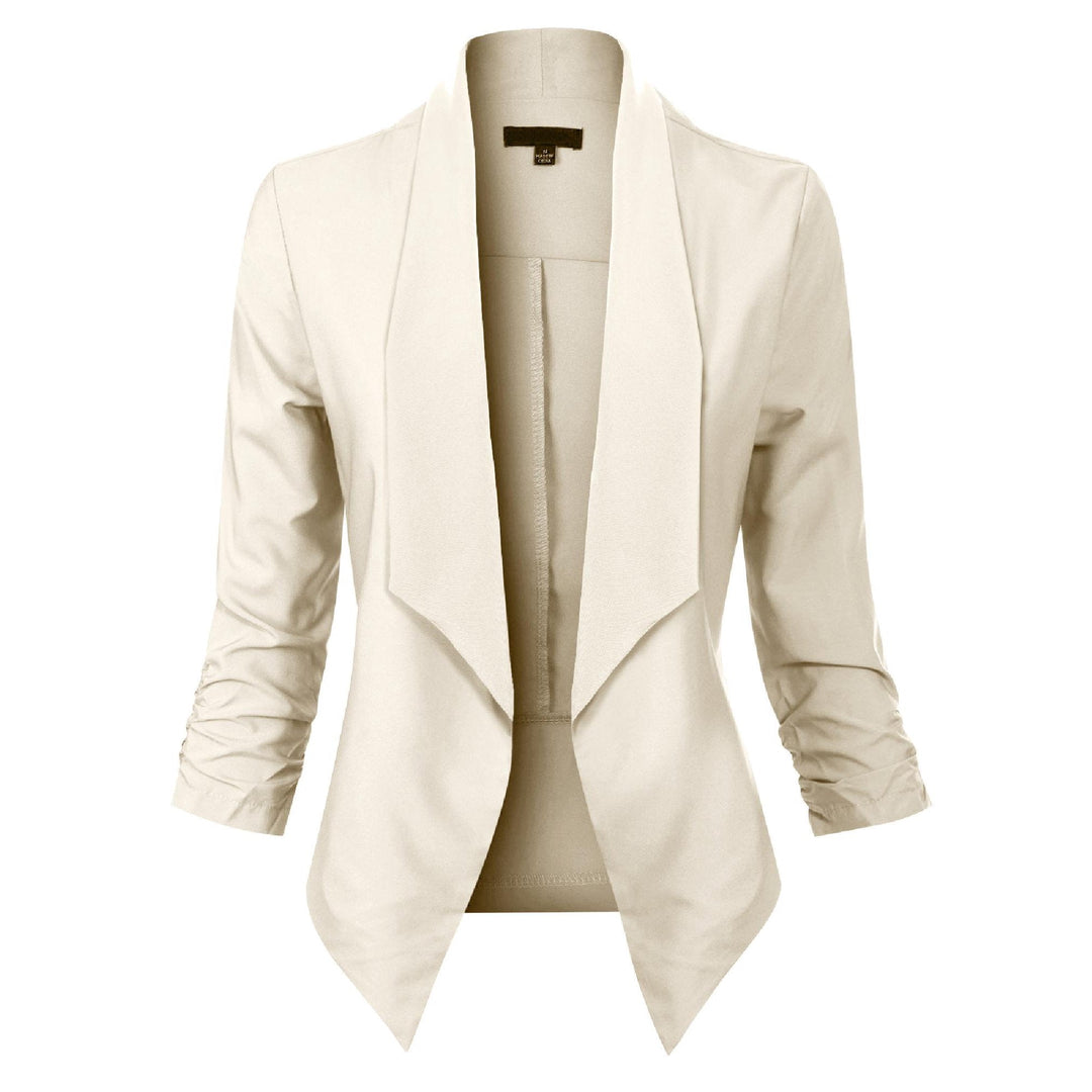 Women's Open-Front Draped Blazer - Lightweight Layer
