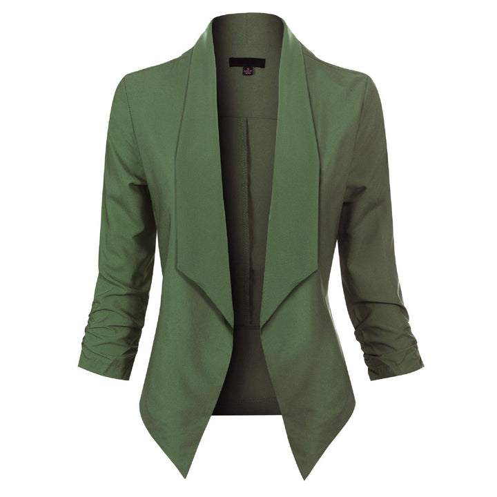 Women's Open-Front Draped Blazer - Lightweight Layer