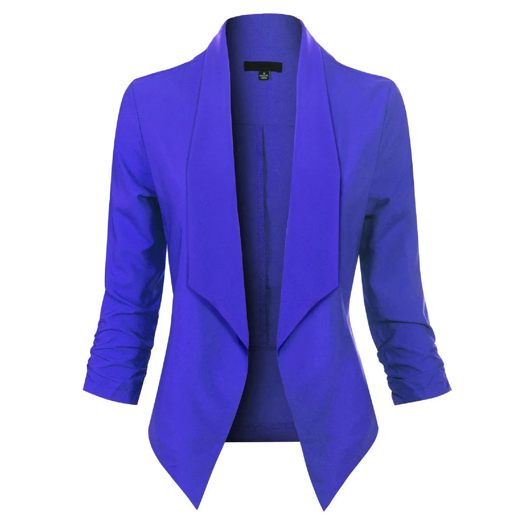 Women's Open-Front Draped Blazer - Lightweight Layer