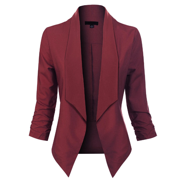 Women's Open-Front Draped Blazer - Lightweight Layer