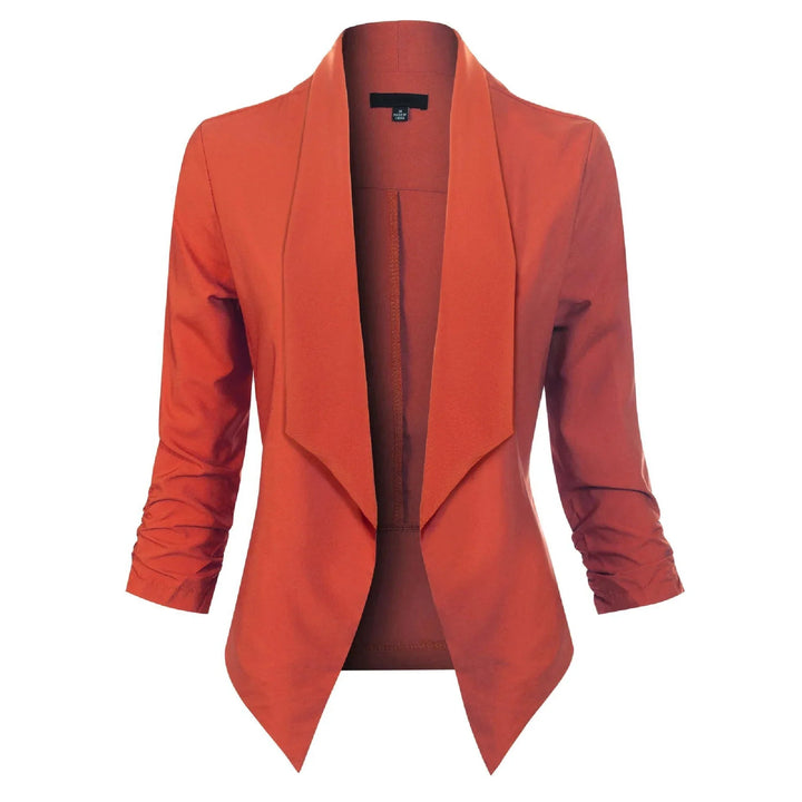 Women's Open-Front Draped Blazer in orange, Lightweight Layer