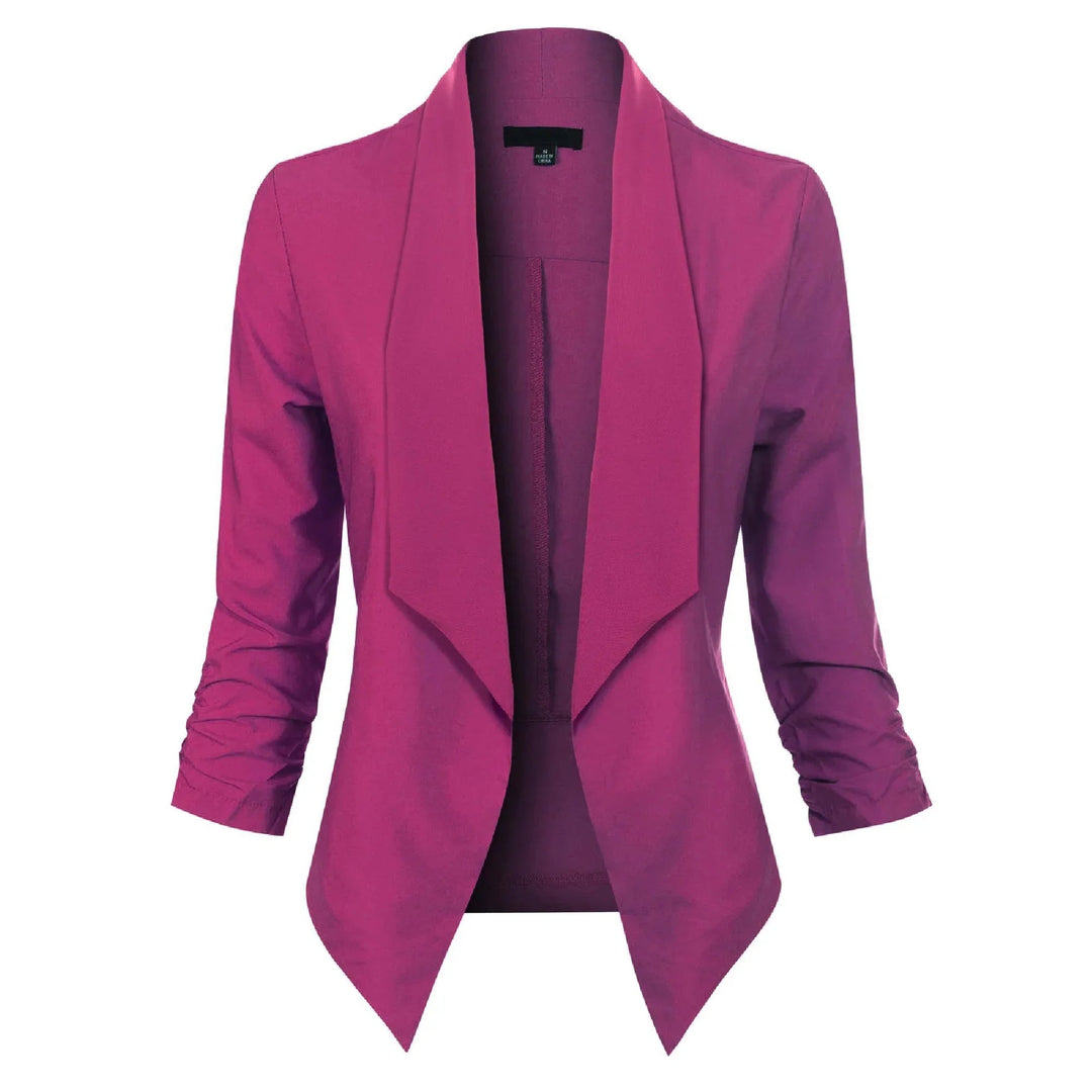Women's Open-Front Draped Blazer in purple, Lightweight Layer