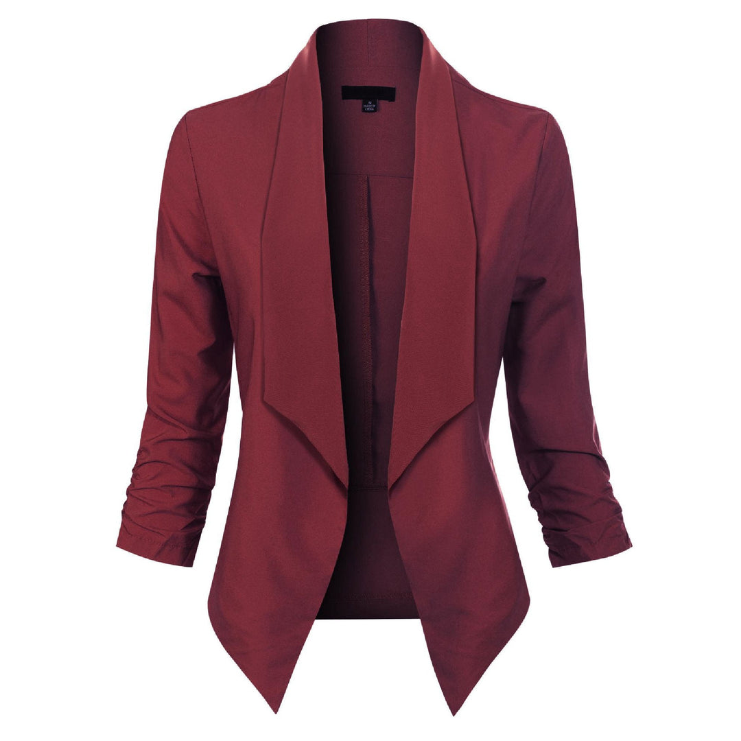 Women's Open-Front Draped Blazer in red, Lightweight Layer
