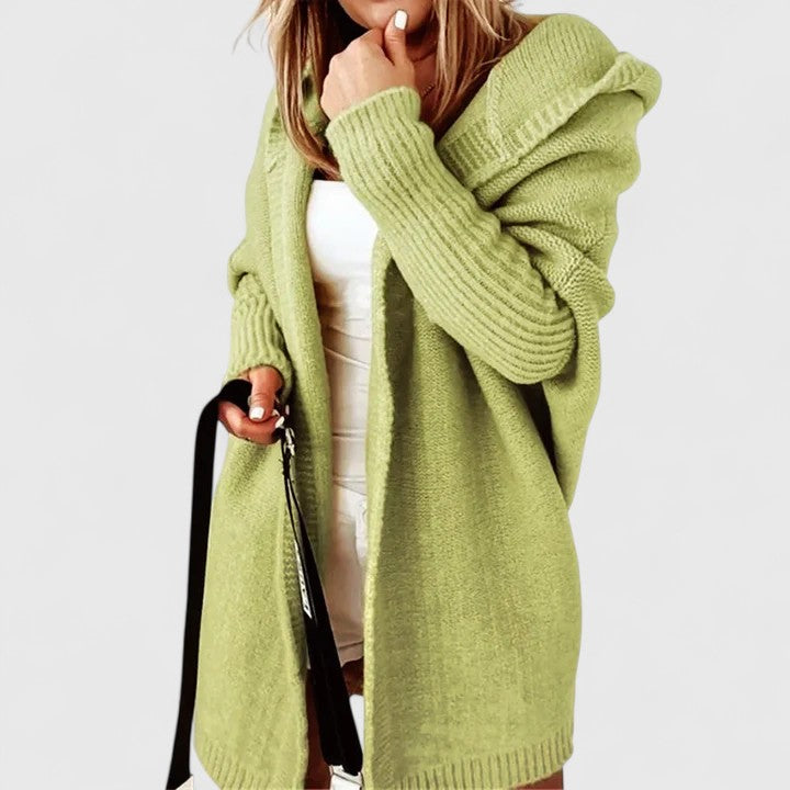 Women's Oversized Cardigan in green, Cozy Knit Layer