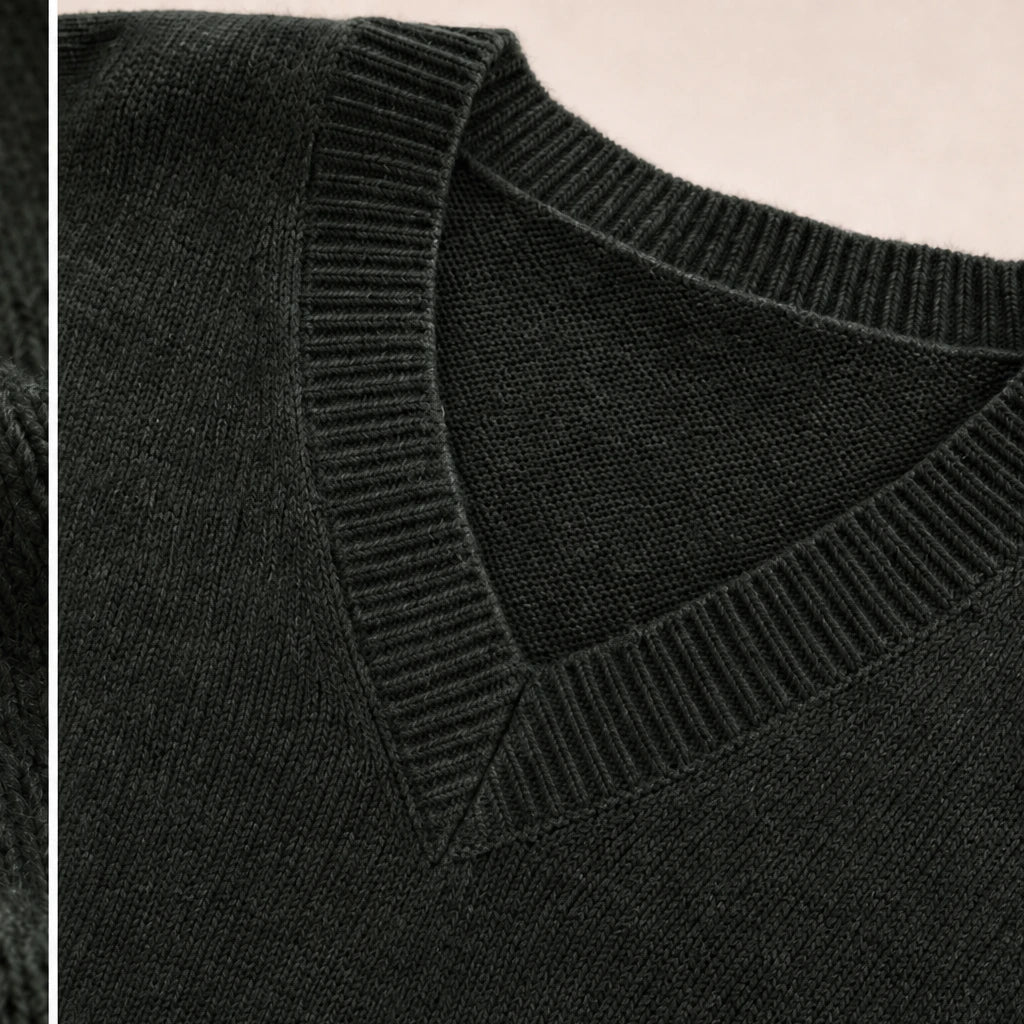 Women's Oversized V-Neck Knit Sweater - Relaxed Fit