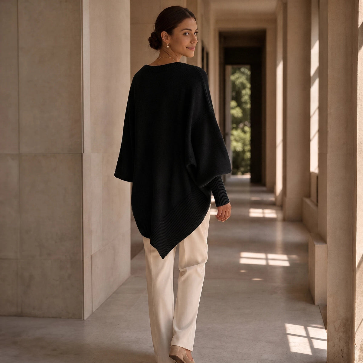 Women's Oversized V-Neck Knit Sweater - Relaxed Fit