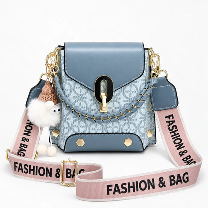Women's Patterned Crossbody Bag in blue, Compact & Hands-Free