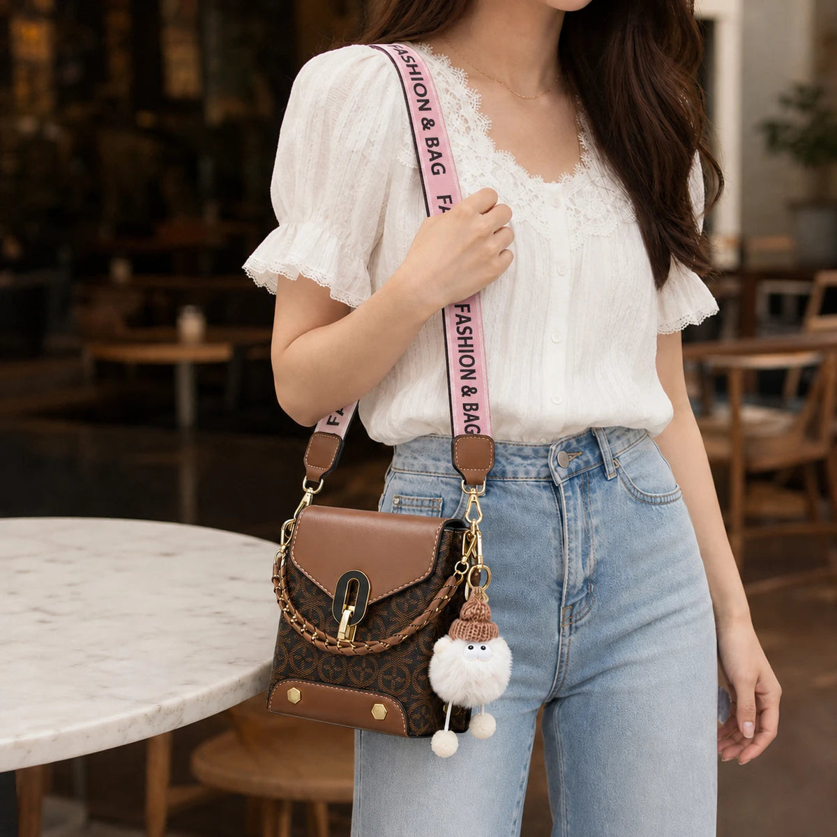 Women's Patterned Crossbody Bag - Compact & Hands-Free