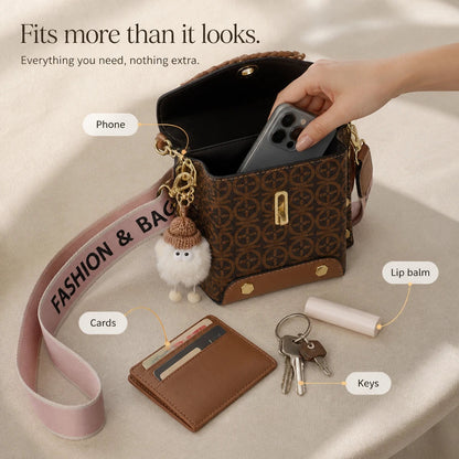 Women's Patterned Crossbody Bag - Compact & Hands-Free
