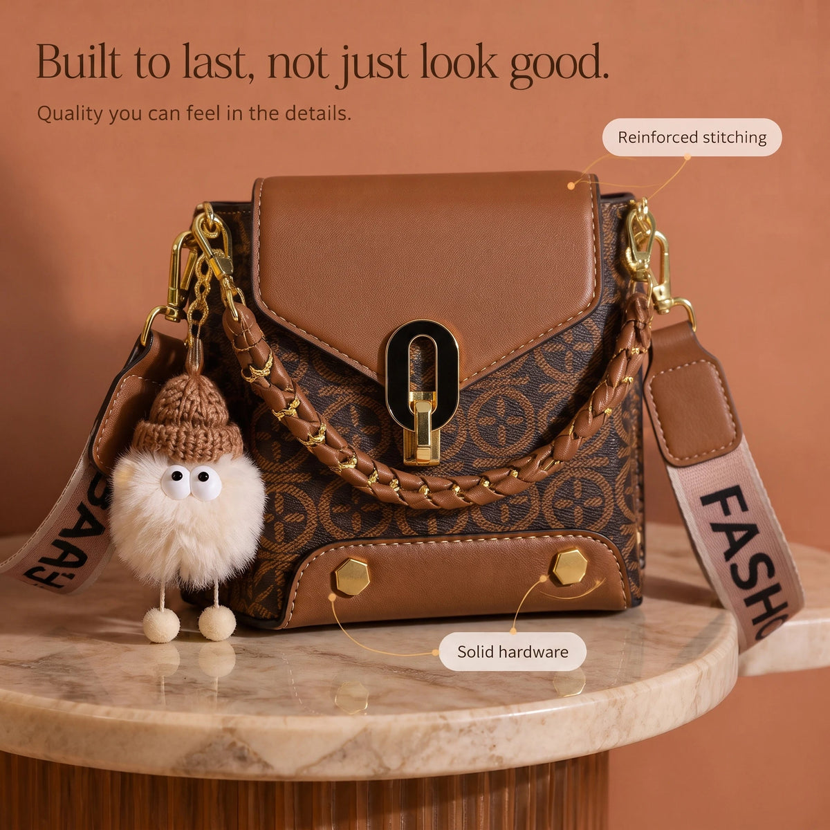 Women's Patterned Crossbody Bag - Compact & Hands-Free