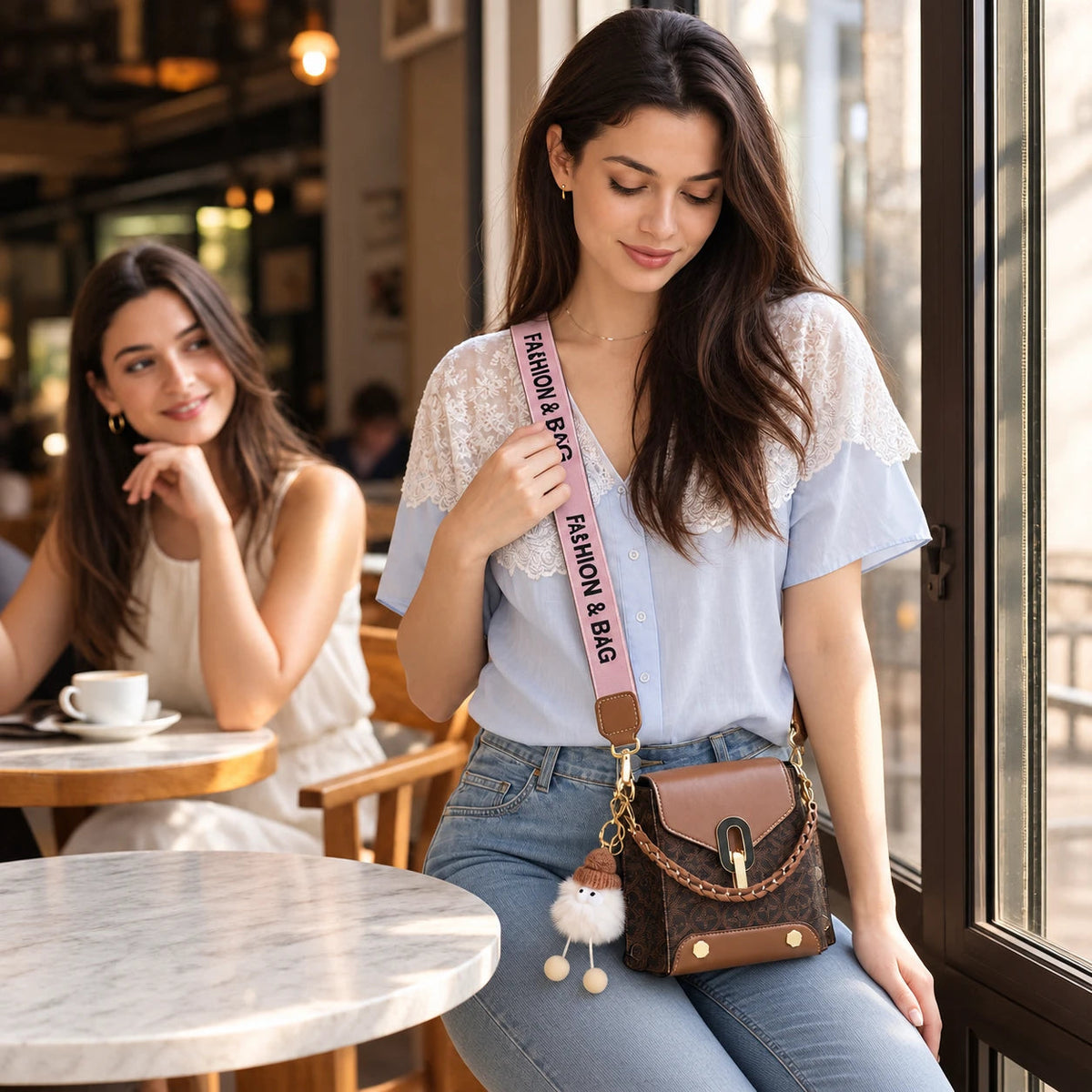 Women's Patterned Crossbody Bag - Compact & Hands-Free