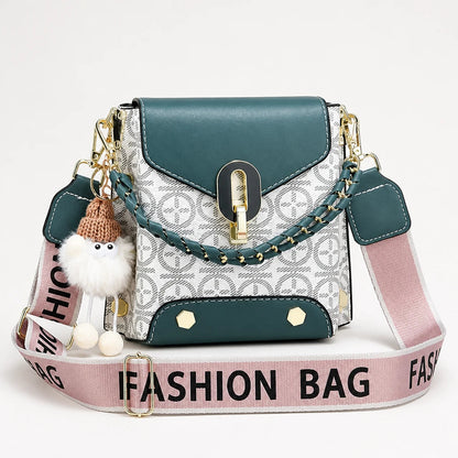 Women's Patterned Crossbody Bag in teal, Compact & Hands-Free