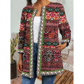 Women's Patterned Open-Front Jacket - Relaxed Artisan Style