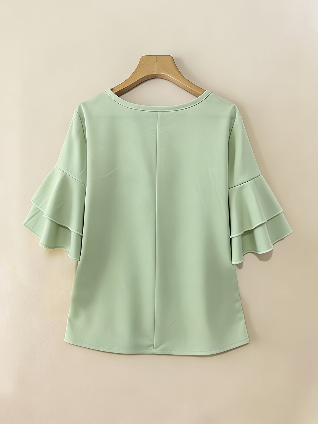 Women's Pleated Flared-Sleeve Blouse - Elegant Everyday