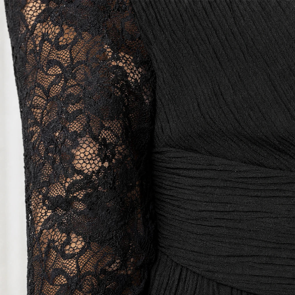 Women's Pleated Peplum Floral-Lace Pantsuit - Wide-Leg Formal