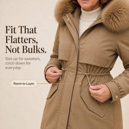 Women's Plush-Lined Mid-Length Parka - Slim Fit