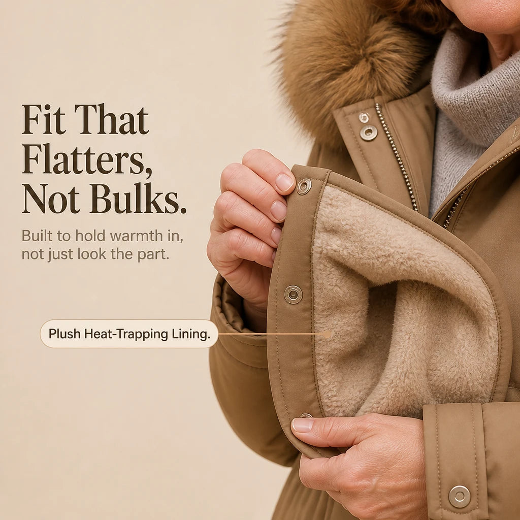 Women's Plush-Lined Mid-Length Parka - Slim Fit