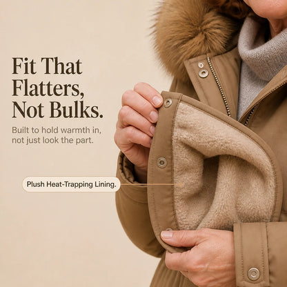 Women's Plush-Lined Mid-Length Parka - Slim Fit