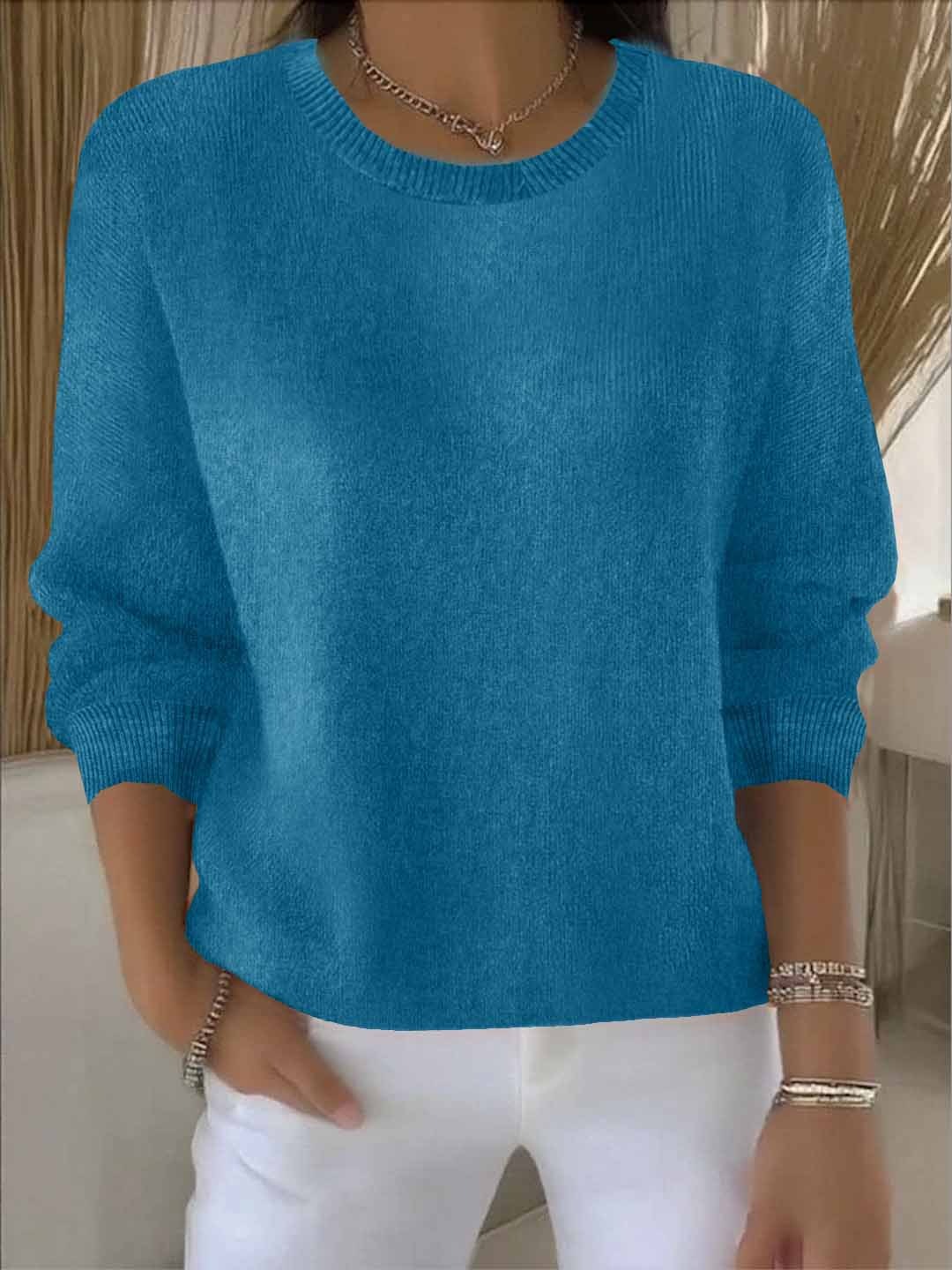 Women's Relaxed Everyday Sweater in blue, Soft Knit