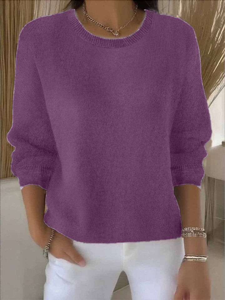 Women's Relaxed Everyday Sweater in purple, Soft Knit