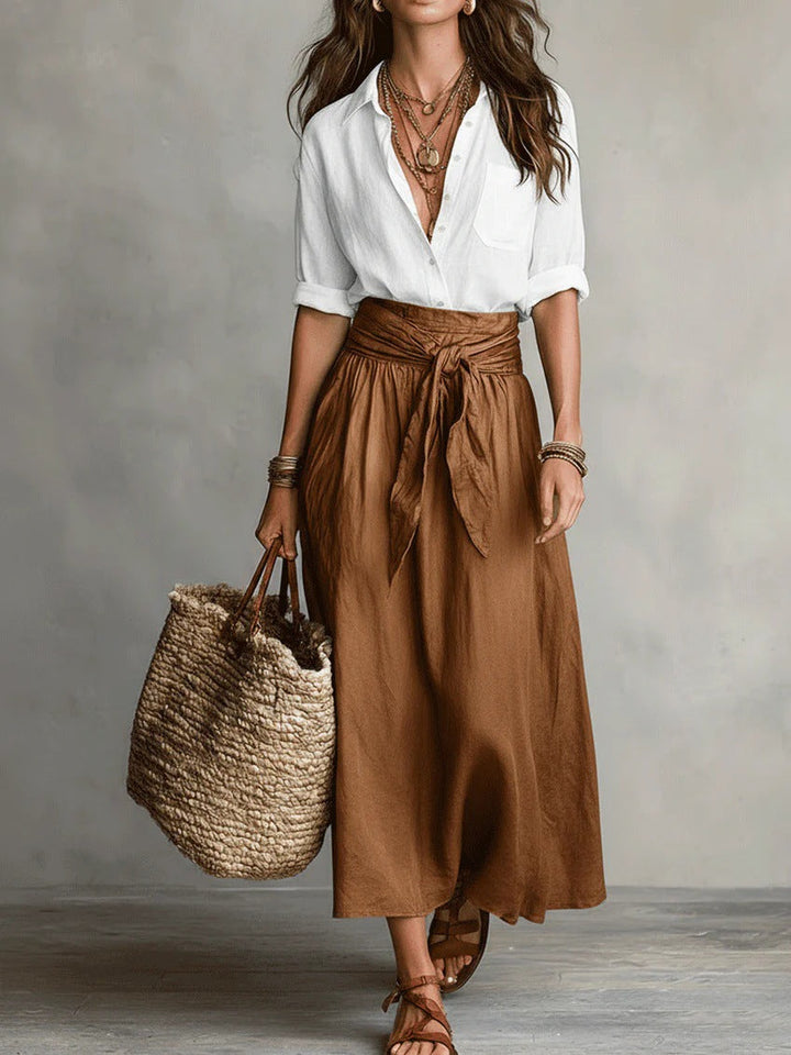 Women's Relaxed Two-Piece Set in brown, Effortless Elegance