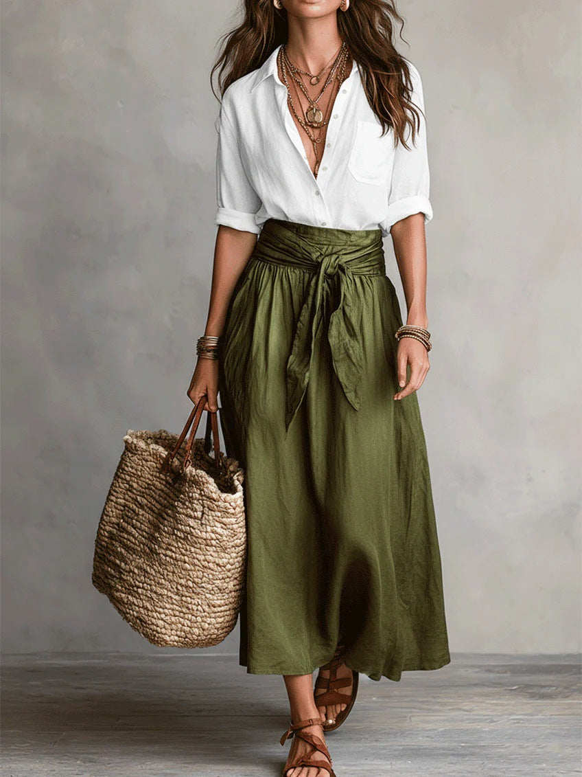 Women's Relaxed Two-Piece Set in white, Effortless Elegance