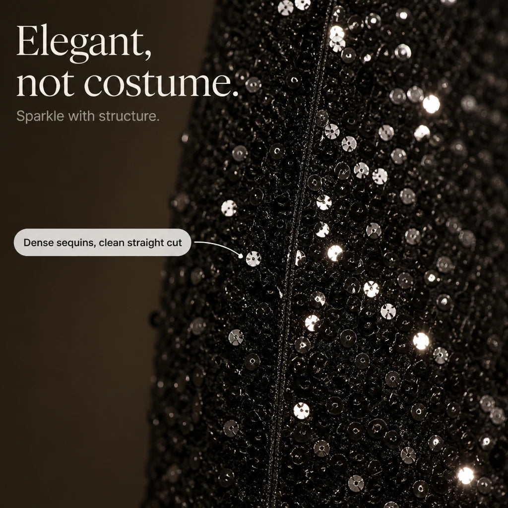 Women's Sequin Straight-Leg Trousers - Party Sparkle Pants
