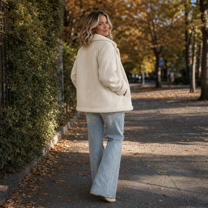 Women's Shearling-Trim Suede Jacket - Warm Layering Essential