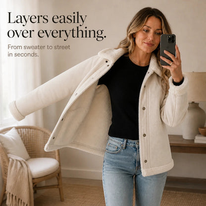 Women's Shearling-Trim Suede Jacket - Warm Layering Essential