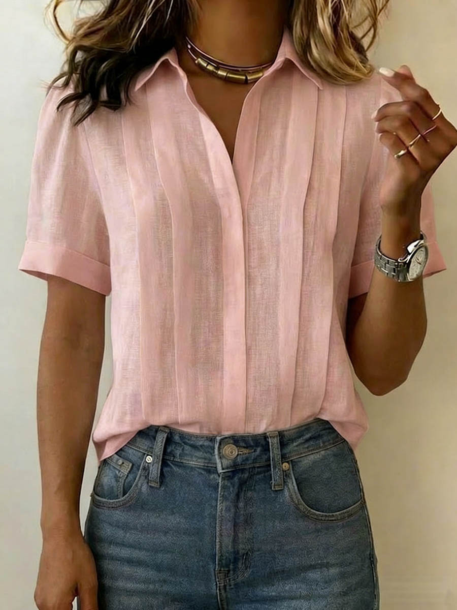 Women's Short-Sleeve Blouse in pink, Refined Tailored Fit