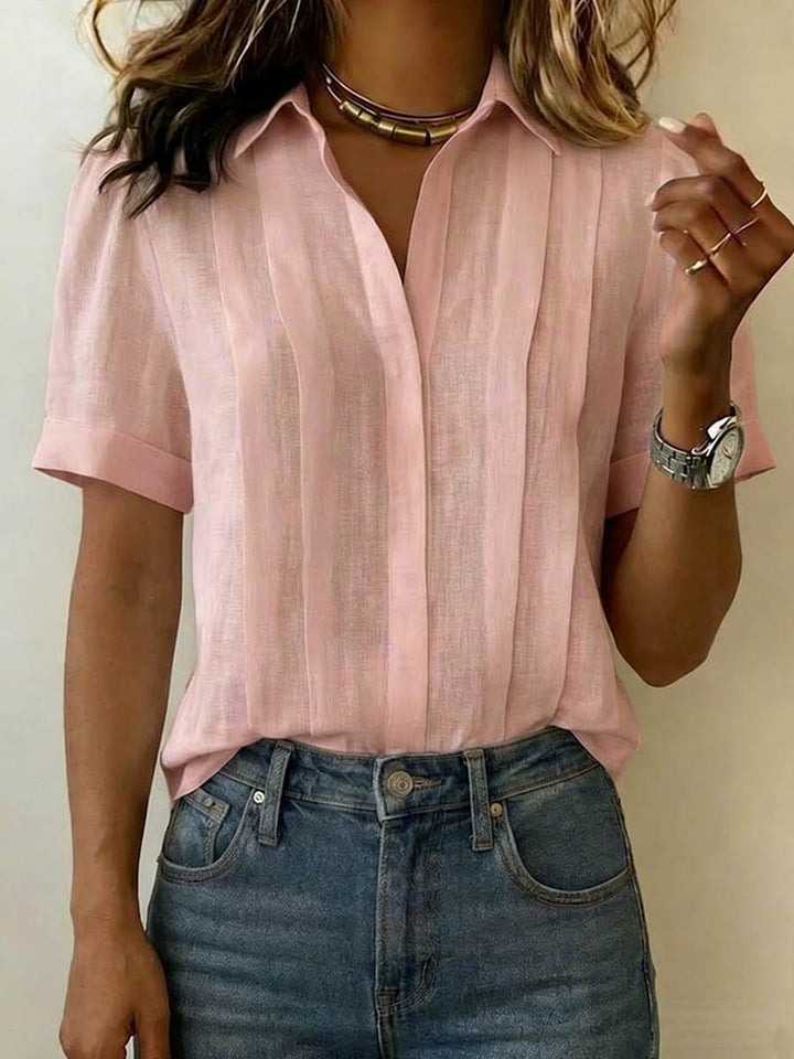 Women's Short-Sleeve Blouse in pink, Refined Tailored Fit