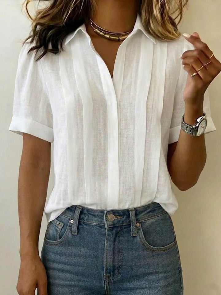Women's Short-Sleeve Blouse in white, Refined Tailored Fit