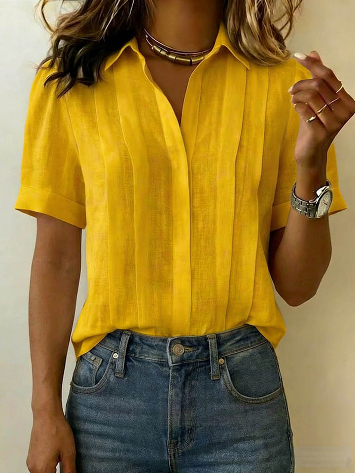 Women's Short-Sleeve Blouse in yellow, Refined Tailored Fit