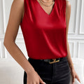 Women's Sleeveless V-Neck Top - Elegant Drape