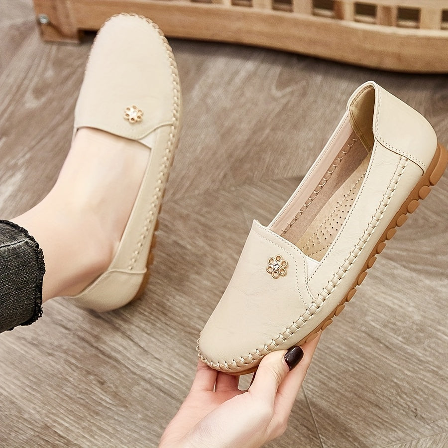 Women's Soft Slip-On Loafers in beige, Lightweight Everyday Comfort