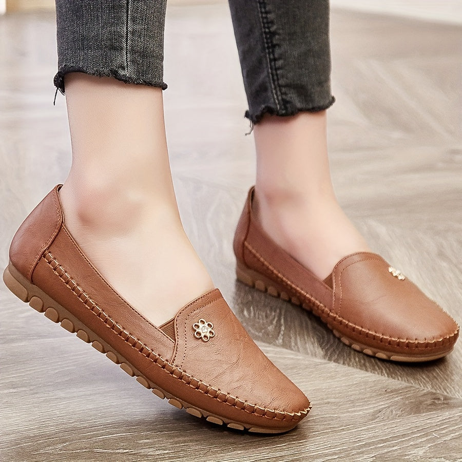 Women's Soft Slip-On Loafers in khaki, Lightweight Everyday Comfort