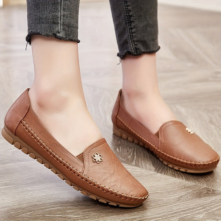 Women's Soft Slip-On Loafers in khaki, Lightweight Everyday Comfort