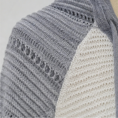 Women's Striped Hollow-Knit Hoodie - Relaxed Fit Open-Knit Layer