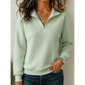 Women's Textured Quarter-Zip Pullover - Elegant Stand Collar