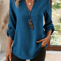 Women's V-Neck Blouse - Refined Relaxed Fit