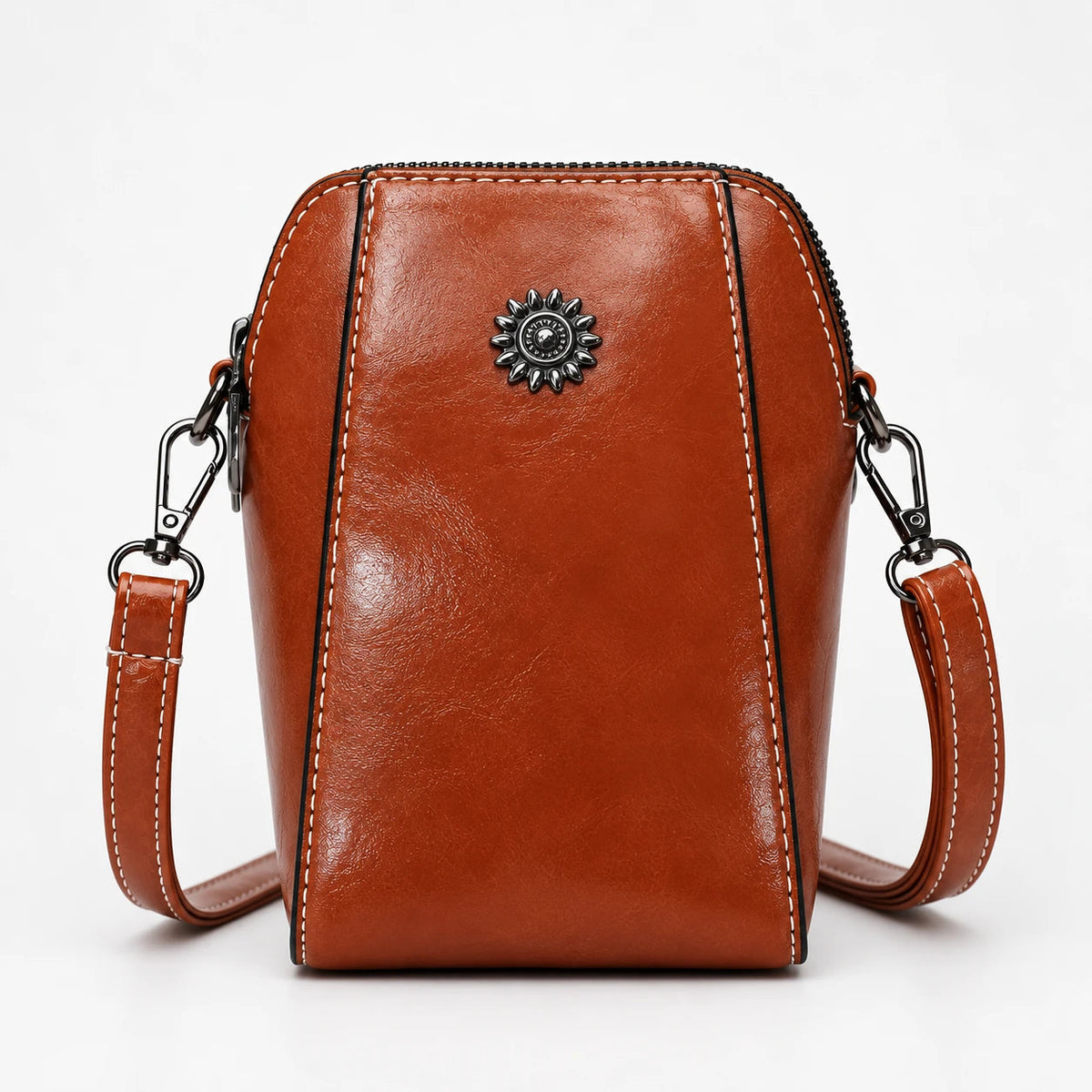 Women's Vintage Mini Crossbody Bag in brown, Compact Leather