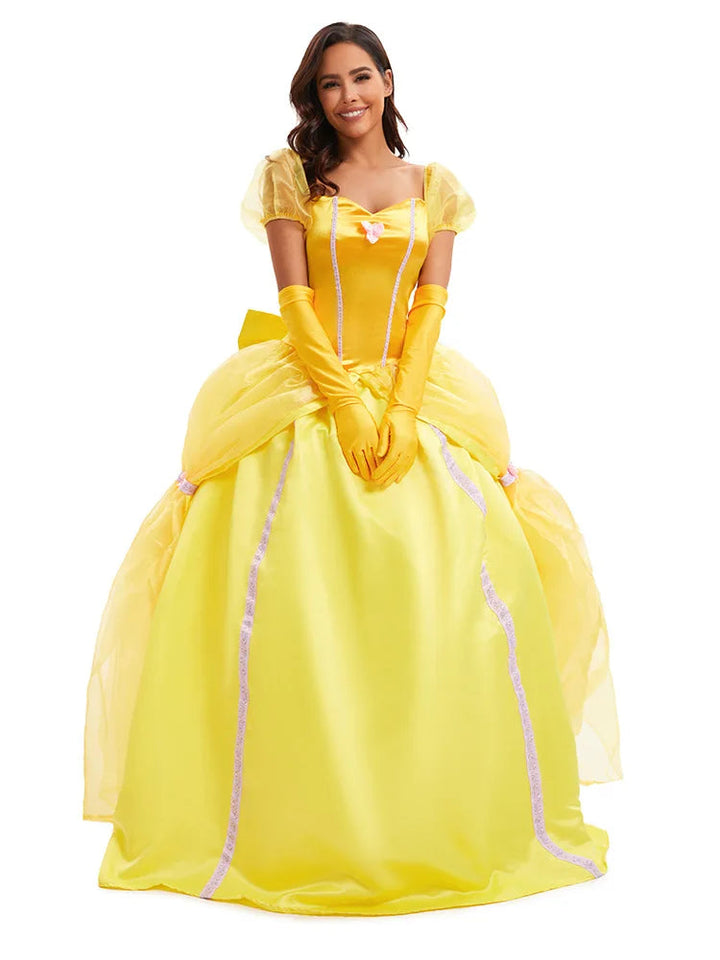 Women's Yellow Princess Halloween Costume – Sweetheart Puff Sleeve Dre