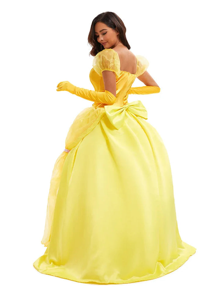 Women's Yellow Princess Halloween Costume – Sweetheart Puff Sleeve Dre