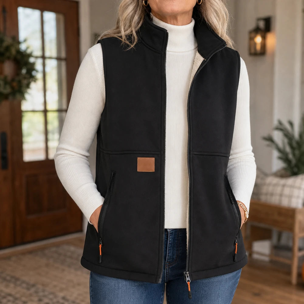 Women's Zip-Front Fleece Vest - High Collar